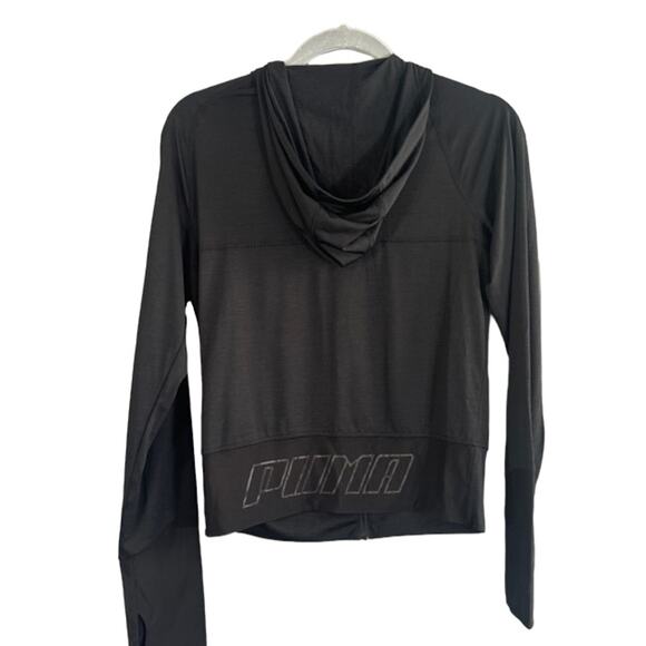 Puma Black Hooded Cropped Lightweight Casual Athletic Jacket Women Sz S - Picture 2 of 12